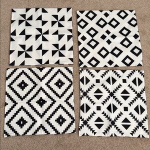 Black and White Geometric Outdoor Pillow Covers set of 4